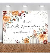 Mocsicka Fall Backdrop Little Pumpkin Baby Shower Decorations Banner 7x5ft | Boho Floral A Little...