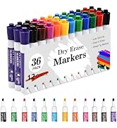 SUQJOY Dry Erase Markers, Chisel Tip Whiteboard Markers, Low Odor Dry Erase Marker, 36 Bulk 12 As...