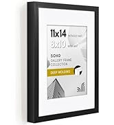 Americanflat 11x14 Picture Frame with Shatter-Resistant Glass - Use as 8x10 Frame with Mat or Dis...