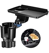 THIS HILL Cup Holder Tray for Car, 2 in 1 Detachable Car Food Table Tray with Solid Base &amp; Phone ...