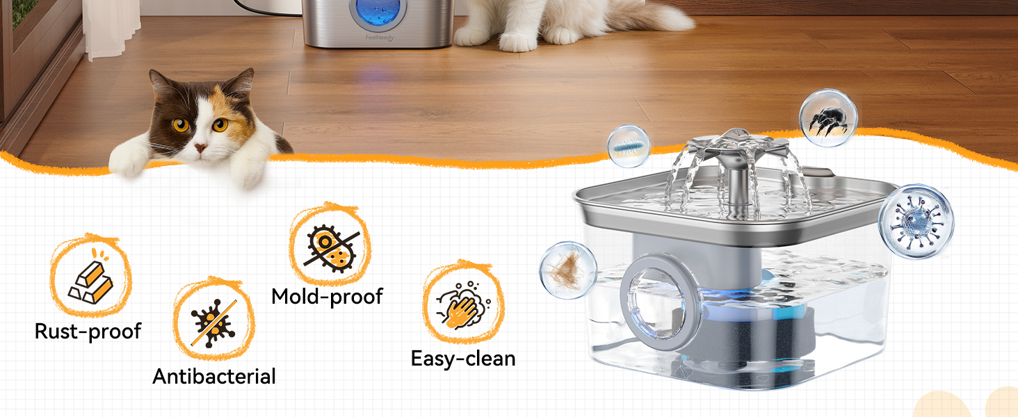 cat water fountain stainless steel