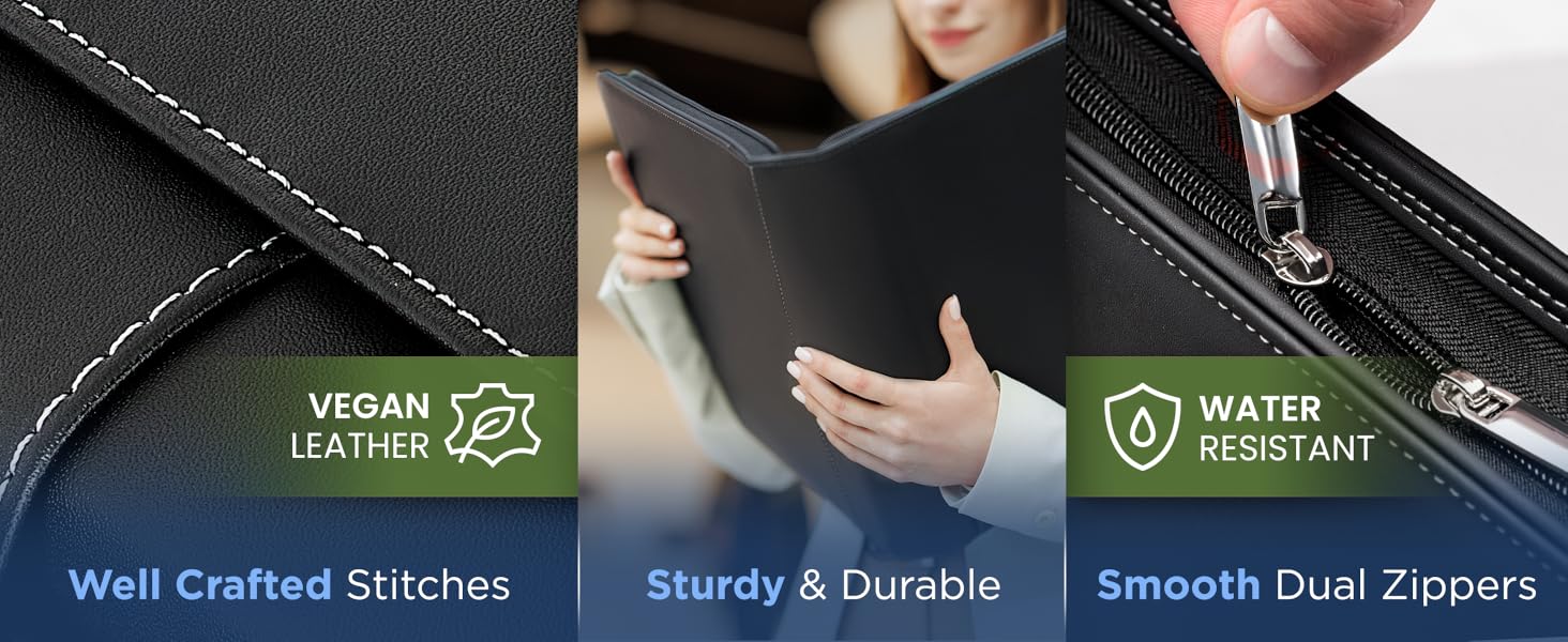 small business essentials, portfolio binder, leather portfolio for men, padfolio for women, 