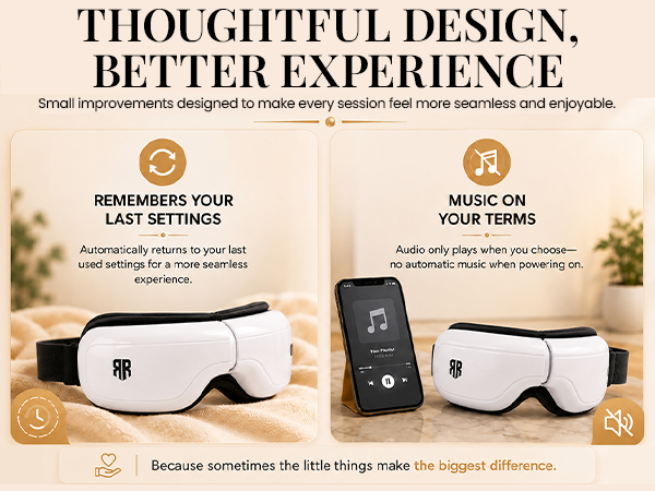 Relief Rebel eye massager with memory settings and manual Bluetooth audio controls