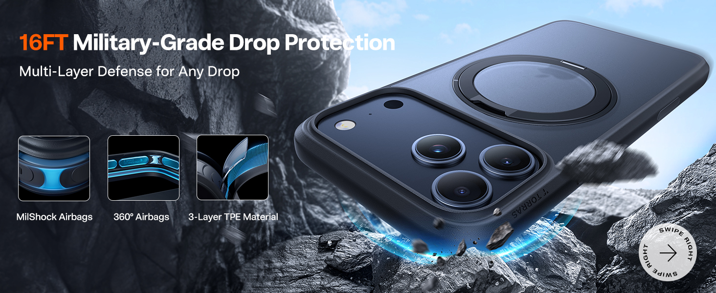 shockproof case for iphone 17 pro magnetic stand ring 6.3 inch