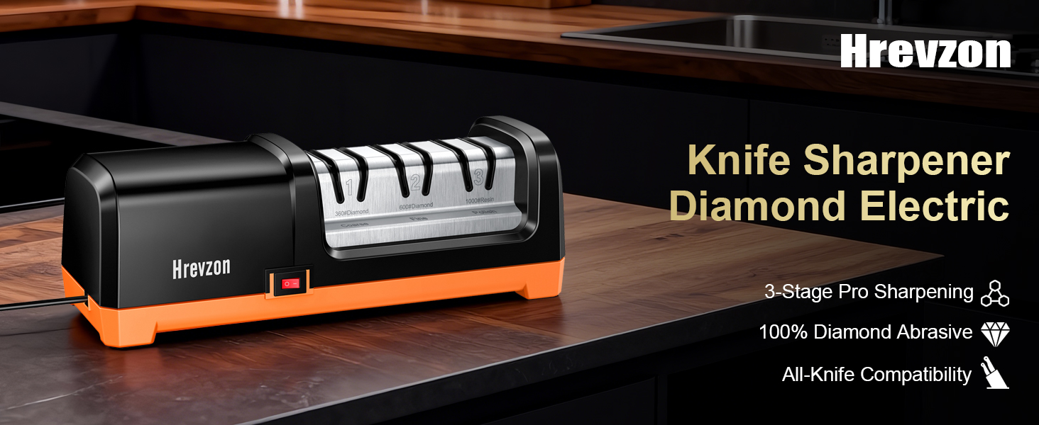 Hrevzon Knife Sharpener Electric Work Sharp for Kitchen Knives