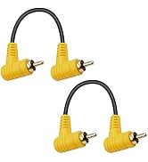 Duttek 90 Degree Short RCA Subwoofer Cable, 2 Pack Dual Right Angle Male RCA Audio Extension Cabl...