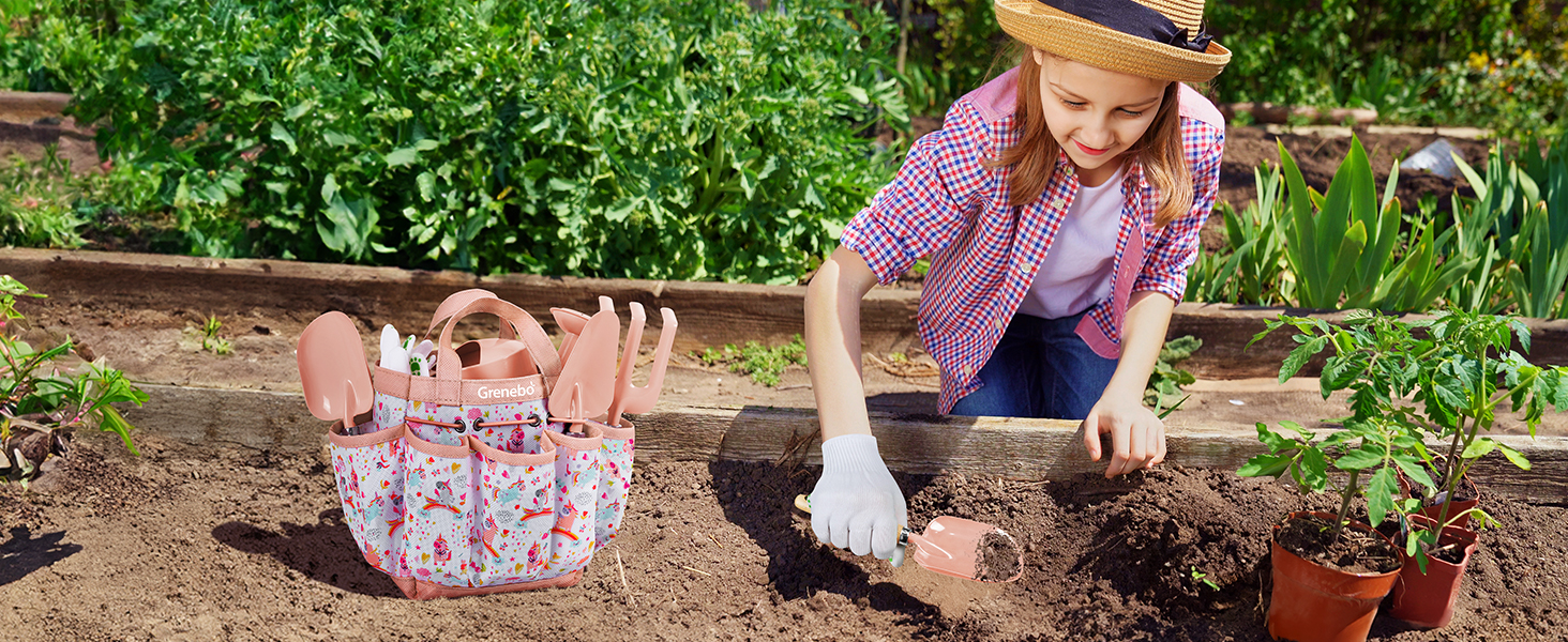 Flexibility to build hand strength and patience with the kids gardening tool set