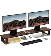 Ufine Dual Monitor Stand Riser 2 Heights Adjustable Wood Computer Monitor Stand Desktop Organizer...