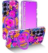 Meshine for Galaxy S26 Ultra Case with Magnetic Stand,[Compatible with MagSafe]Wave Frame Cute Fl...