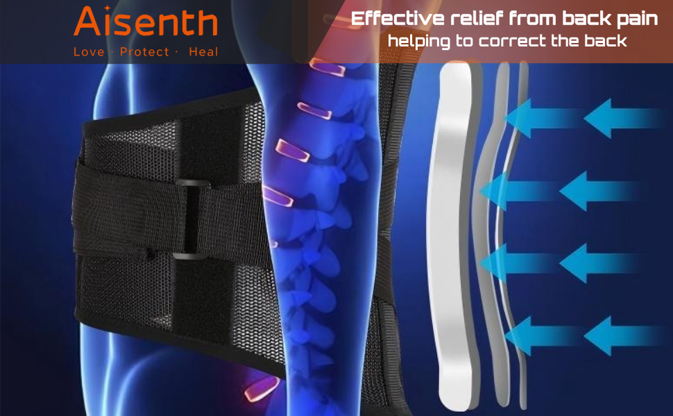 The Aisenth lumbar support features four memory metal steel plates.