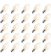 25 Pack C7 Christmas Replacement Light Bulbs, C7 Clear Incandescent Bulb for Christmas String Lig...