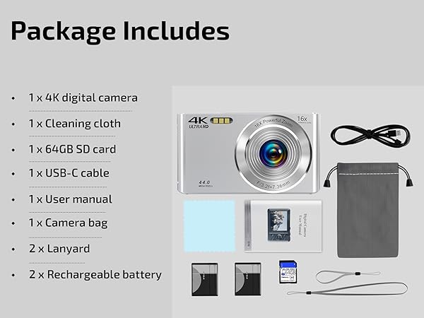 digital camera fhd 4K Package List