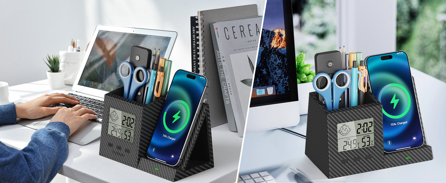Wireless Charger with Desk Nightstand Organizer