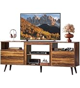 WLIVE Mid-Century Modern TV Stand for 55 60 65 Inch TV, Entertainment Center with Extra Open Shel...