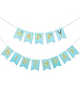 WESTGO Birthday Decorations, Blue and Golden Premium Quality Happy Birthday Banners with Golden S...