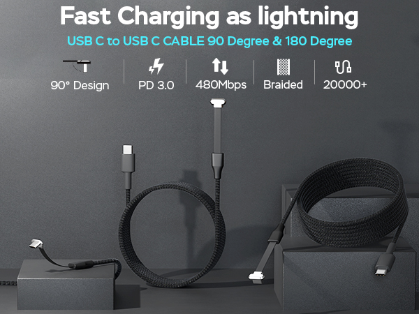right angle 90 degree usb c charging cable