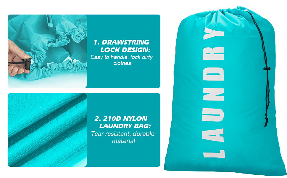 Drawstring lock design,210D Nylon laundry bag