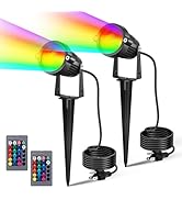 LemonBest Landscape Lighting - 6W RGB Color Changing Halloween Landscape Lights 120V Christmas Ou...