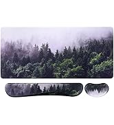 iCasso Forest Mouse Pad Large+ Wrist Rest for Computer Keyboard, Memory Foam, Easy Typing Pain Re...