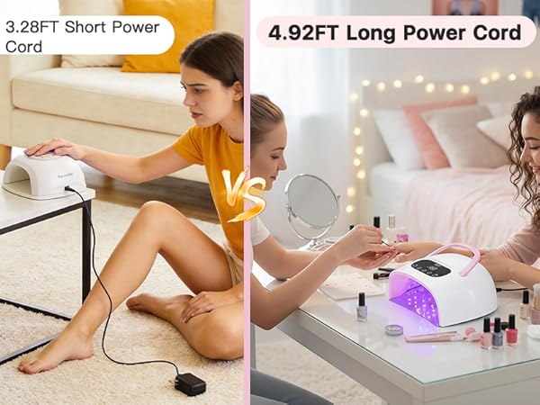 Nail polish lamp with long power cord