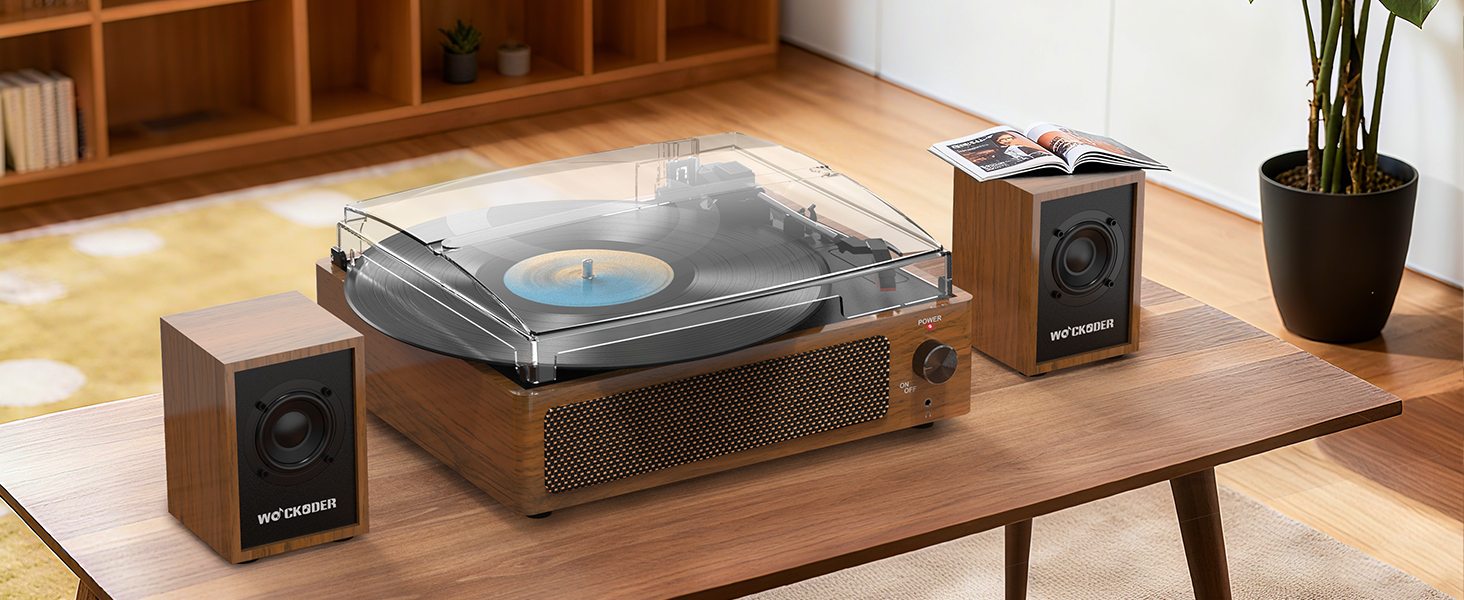 turntable for vinyl records with speakers