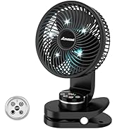 AMACOOL Battery Operated Camping Fan with Light, 20000mAh Rechargeable Clip on Fan with Hook &amp; Di...