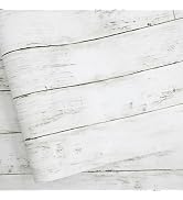 Abyssaly Peel and Stick Wallpaper 17.7" X 118" White Gray Wood Shiplap Contact Paper Self-Adhesiv...