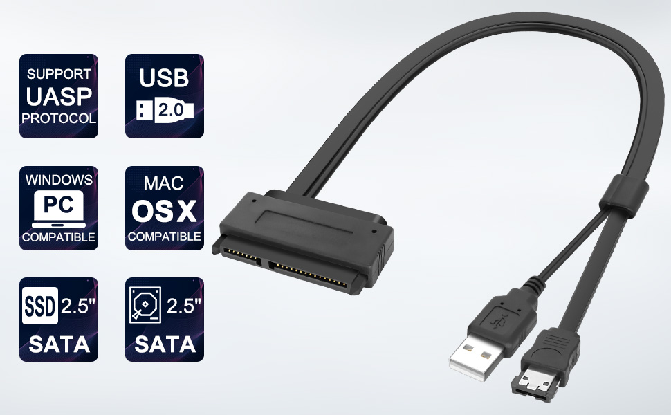 2.5 inch eSATA+USB to Sata 22 Pin High Speed cable
