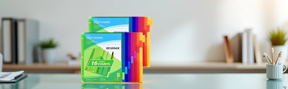A colorful and organized workspace with the product neatly arranged alongside office supplies and do