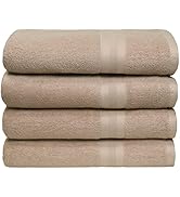 BOUTIQUO Premium Cotton 4 Pack Bath Towel Set - 100% Pure Cotton - 4 Bath Towels 27x54 - Ideal fo...