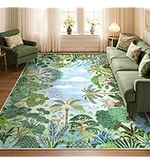 Lahome Summer Jungle Rug, Washable Rugs 5x7 for Bedroom, Green Forest Soft Carpet for Living Room...