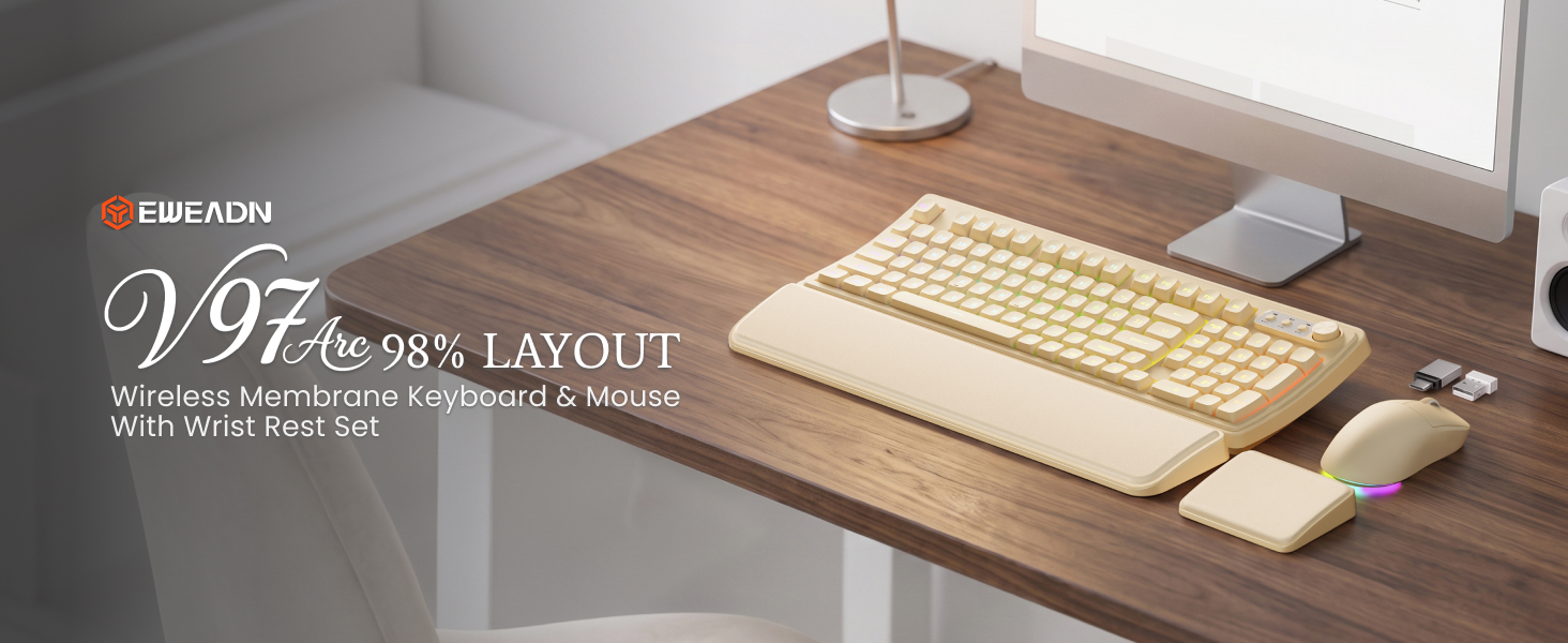 wireless keyboard and mouse combo with ergonomic wrist rest