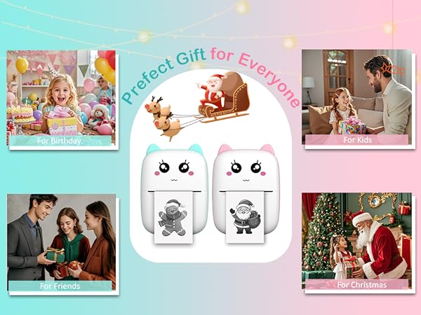 Mini Sticker Printer 10 Rolls Paper Thermal Portable Sticker Maker, Bluetooth Inkless Printers