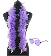 Feather Boa with Heart Rimless Sunglasses,4 ft Feather Boa for Bachelor Party Halloween Christmas...