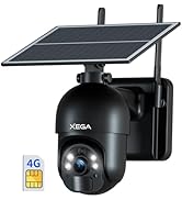 Xega 4G LTE Cellular Security Camera Outdoor Solar Camera Wireless Built-in SIM Card, 2K HD Color...