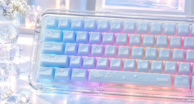 Shine through Keycaps Set OEM Profile, Cute Custom Keycaps, Jelly Keycaps, Clear Cute Keycaps
