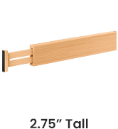 image of 2.75 inch tall bamboo drawer divider with caption at the bottom