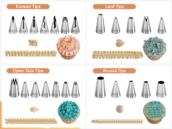 piping bags and tips set