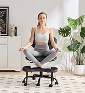 YFO Ergonomic Cross Legged Office Chair and ADHD Meditation Chair with Silent Wheels for Home Off...