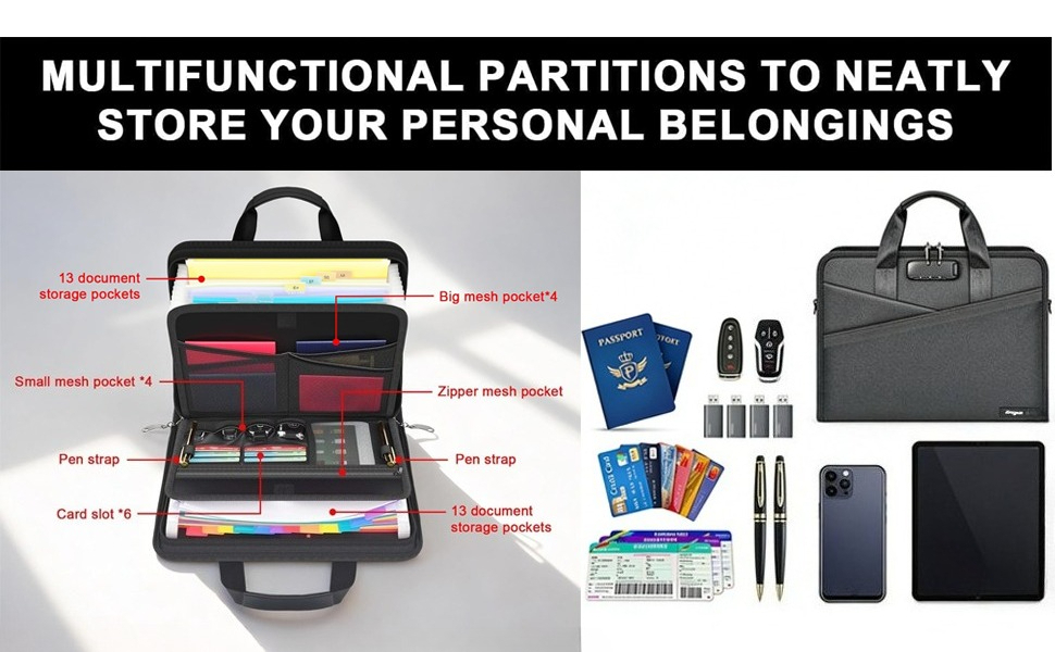 Accordion File Organizer with Lock