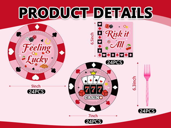 96Pcs Casino Themed Party Tableware Set