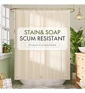 Bathway Shower Curtain Liner, Beige Shower Curtain Liner 72x72 PEVA Waterproof Shower Curtain Lin...
