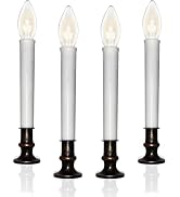 4 Pack Christmas Window Candles with Timer, Plug in 9" Flameless Candle Lamp with 4 Suction Cups,...