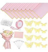 93 Pcs Flower Bouquet Wrapping Paper Kits, 20 Sheets Waterproof Floral Wrapping Paper 10 Greeting...