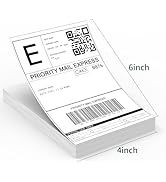 Rongta 4" x 6" Thermal Labels, 100 Fanfold Labels for Direct Thermal Printer, White Perforated Sh...