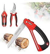 EZUVITA 3PC Gardening Folding Saw with Pruner and Shears Set, 7 inch Hand Saw, Stainless Steel Ga...