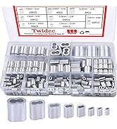 Twidec/222PCS Aluminum Crimping Loop Sleeve M1.2-M6 Wire Rope Sleeve Cable Crimp Ferrules for Wir...