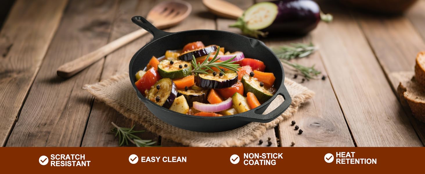 3 Pieces Cast Iron Skillet