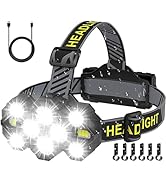 Victoper Headlamp Rechargeable, 22000 Lumen Bright 10 LEDs Head Lamp, 8+2 Modes Head Light with R...
