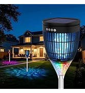 Rossetta Solar Bug Zapper Outdoor, Mosquito Zapper with Flame Lamp &amp; Projector Light, 4200V Elect...
